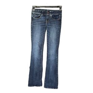 American Eagle Jean women’s blue size 2 long. Original Boot  low rise stretch